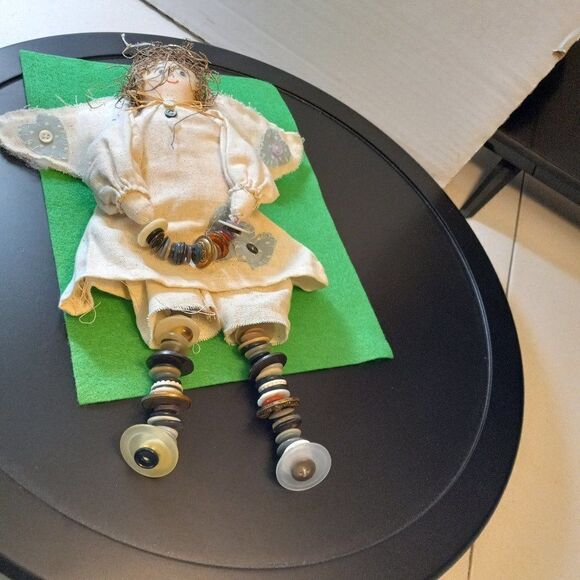 Vintage Angel Button Doll Cottagecore  Grandmacore Handmade - Picture 6 of 8